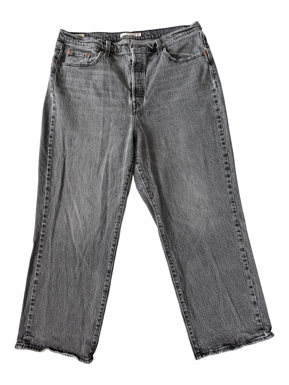 ✅ Levi's Premium Denim Ribcage straight Ankle Gray Jeans size 16W